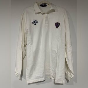 Vintage Polo Sport Long Sleeve Men Large Rugby Badge Shield Crest